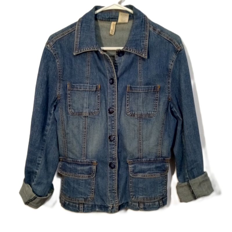 St. John&#39;s Bay Large Women&#39;s Cotton Blend Button Up Denim Jean Jacket