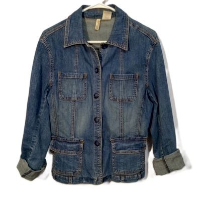 St. John&#39;s Bay Large Women&#39;s Cotton Blend Button Up Denim Jean Jacket