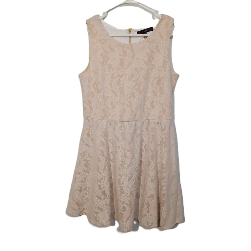 Heart Soul Medium Women&#39;s Jrs Cream Lace Sleeveless Fit &amp; Flare Party Dress
