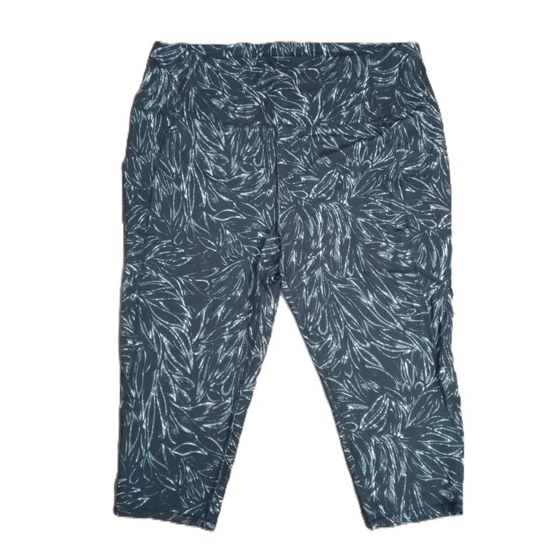 MTA Sport 2X Women&#39;s Grey Print Athletic Active Capri Leggings