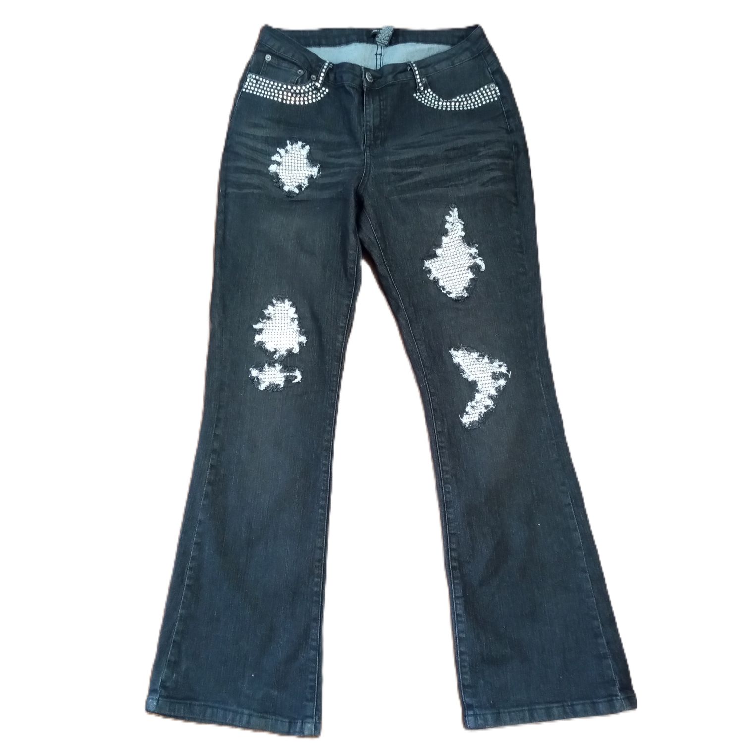 Ashley Stewart Sz 12 Women&#39;s Black Bootcut Sequin Studded Jeans