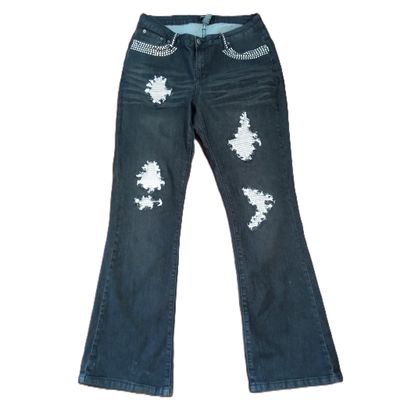 Ashley Stewart Sz 12 Women&#39;s Black Bootcut Sequin Studded Jeans