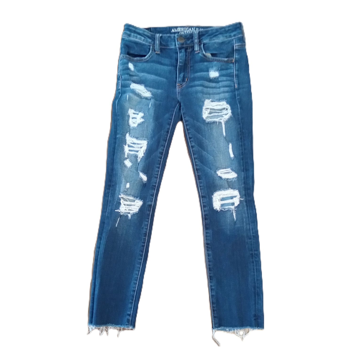 American Eagle Sz 2 Women&#39;s Jrs Distressed Jegging Crop Stretch Jeans