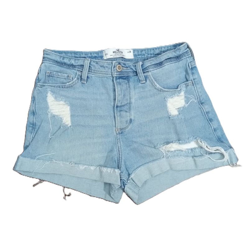 Hollister Sz 7 Women&#39;s Curvy High Rise Midi Distressed Mom Shorts