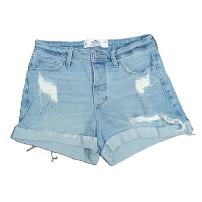 Hollister Sz 7 Women&#39;s Curvy High Rise Midi Distressed Mom Shorts