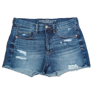 American Eagle Sz 4 Women&#39;s Button-Fly High Rise Distressed Jean Shorts