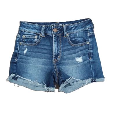 American Eagle Sz 4 Women&#39;s Mid Rise Distressed Midi Jean Shorts