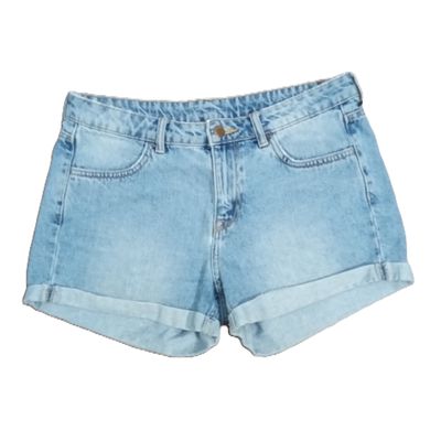 &amp; Denim Sz 8 Women&#39;s Mid Rise Solid Light Wash Midi Stretch Jean Shorts