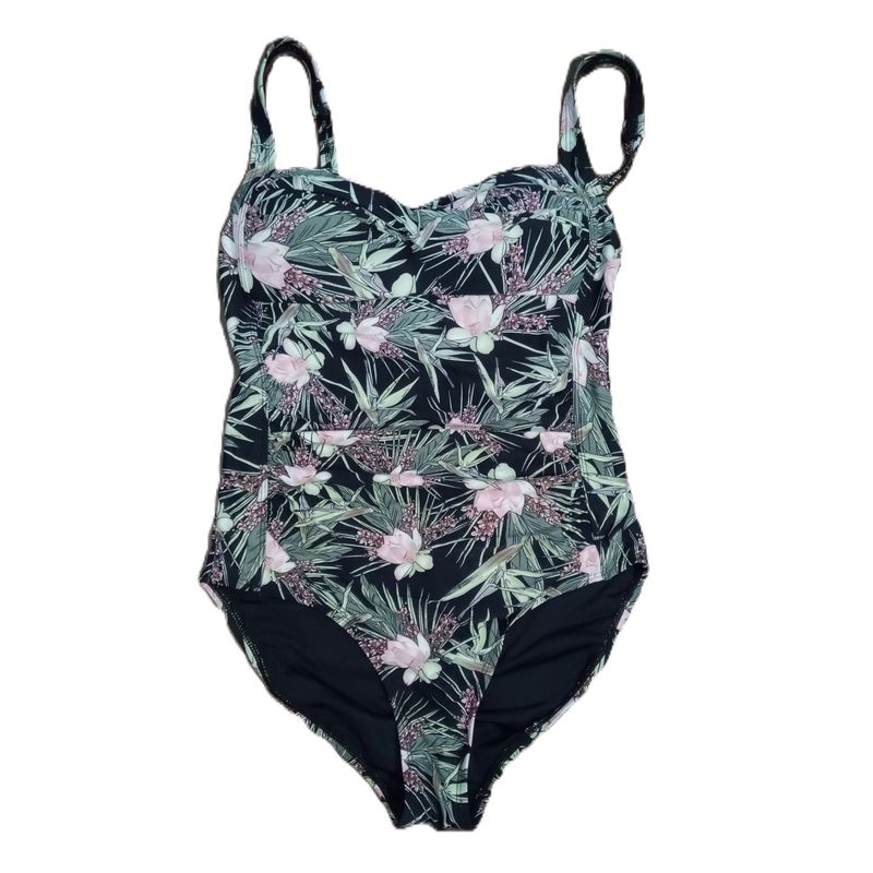 NipTuck Sz 6 Small Women&#39;s Black Tropical Print One-Piece Swimsuit