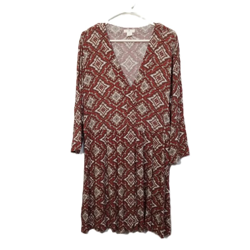H&amp;M 12 Large Women&#39;s V-Neck 3/4 Sleeve Lightweight Knee Length Dress