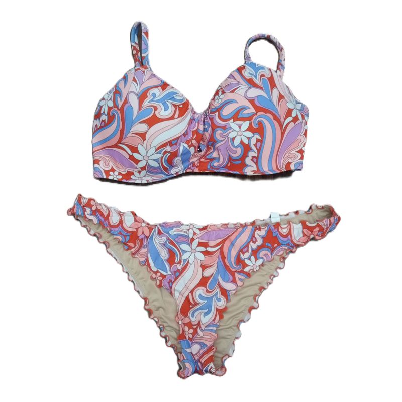 Shade &amp; Shore 34D &amp; Large 2-PC Groovy Paisley Extra Cheeky Bikini Swimsuit