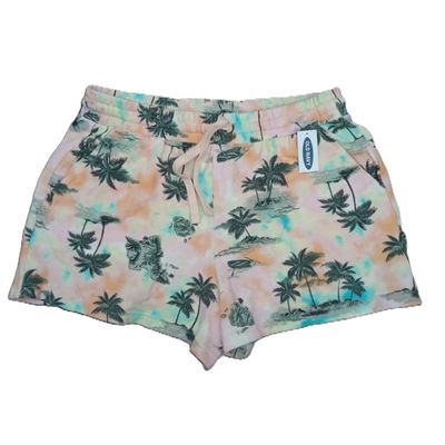 NEW! Old Navy Medium Women&#39;s High Waisted Tie Dye Palm Print Knit Shorts