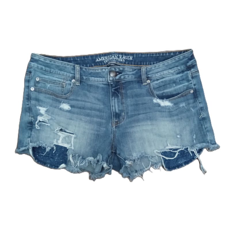American Eagle Sz 18 Women&#39;s Distressed Mid Rise Shortie Jean Shorts