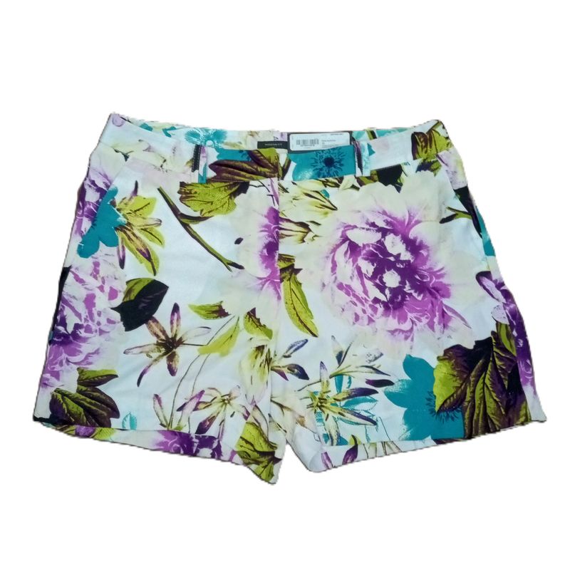 NEW! Worthington Sz 12 Large Women&#39;s White Floral Modern Fit Shorts