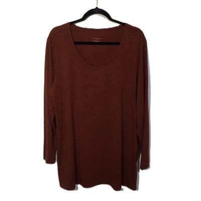 NEW! Christopher &amp; Banks XL Women&#39;s Brown Crewneck Long Sleeve Knit Tunic
