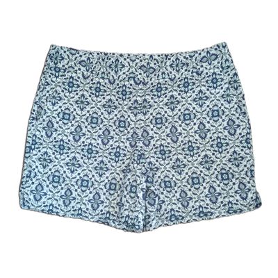 Loft Sz 8 Women&#39;s Cotton Blue &amp; White Floral Chino Midi Shorts