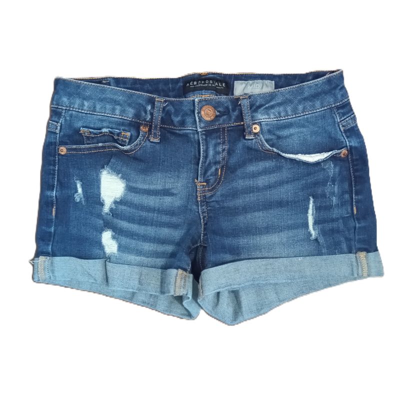 Aeropostale Sz 0 Women&#39;s Jrs Distressed Mid Rise Midi Stretch Jean Shorts