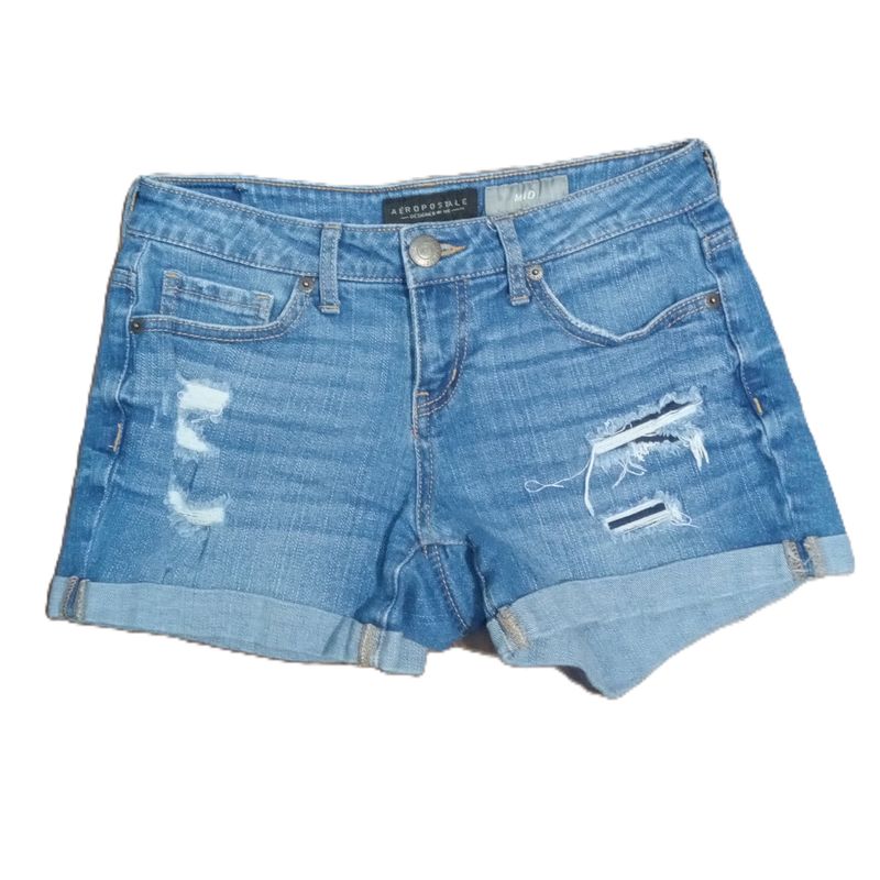 Aeropostale Sz 0 Women&#39;s Jrs Mid Rise Distressed Midi Stretch Jean Shorts