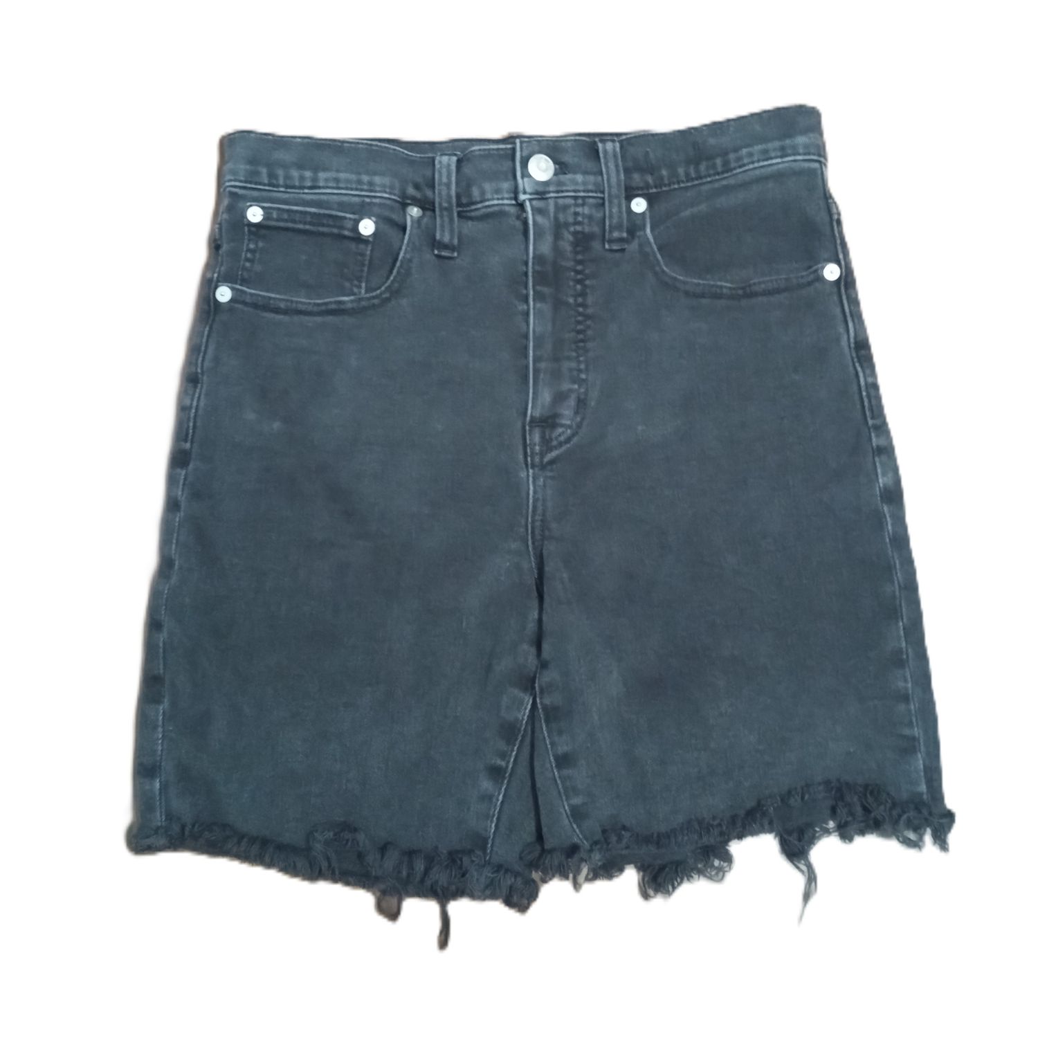 Madewell 27 W Women&#39;s Dark Grey High Rise Midi Stretch Jean Shorts