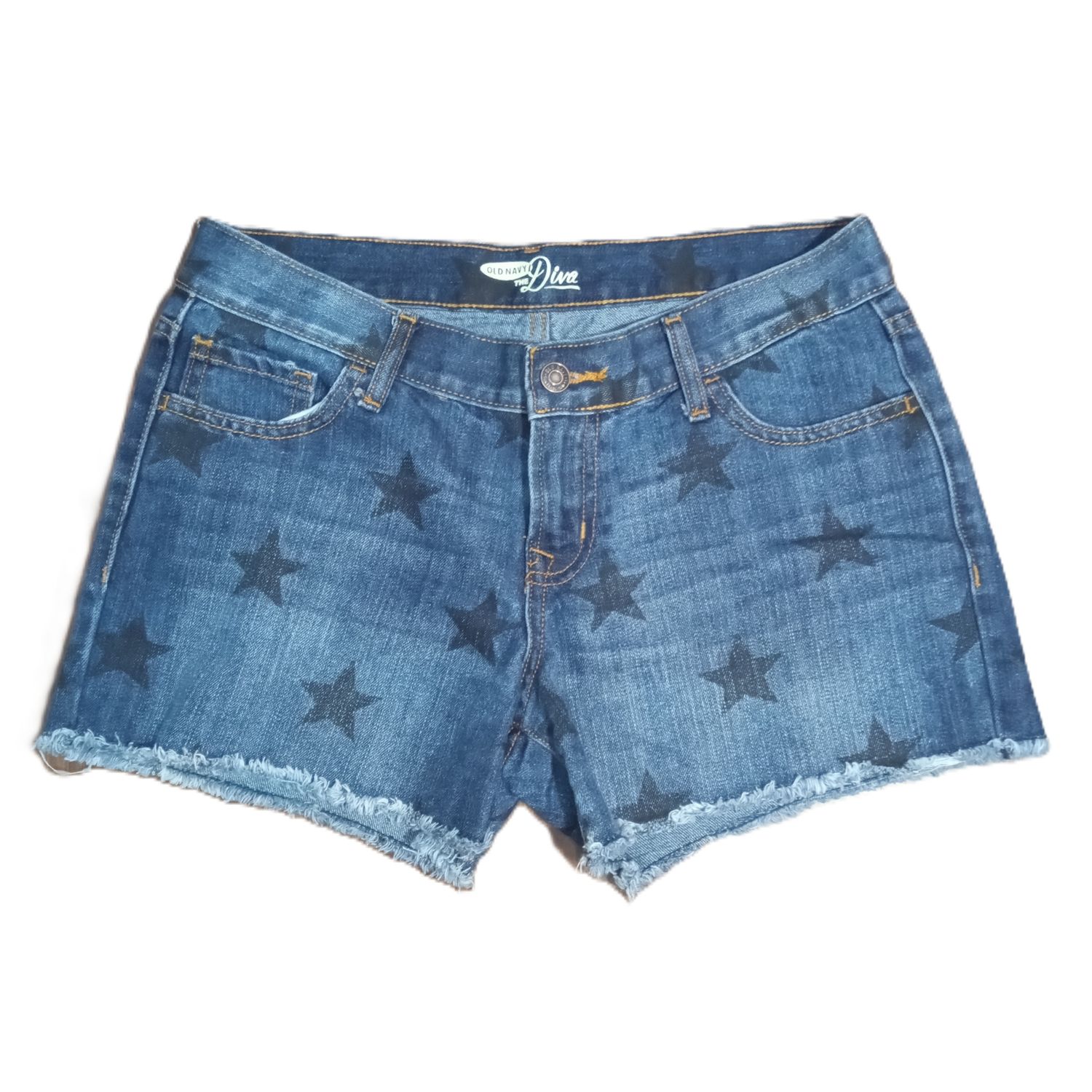 Old Navy Sz 6 Women&#39;s Diva Star Print Mid Rise Midi Jean Shorts