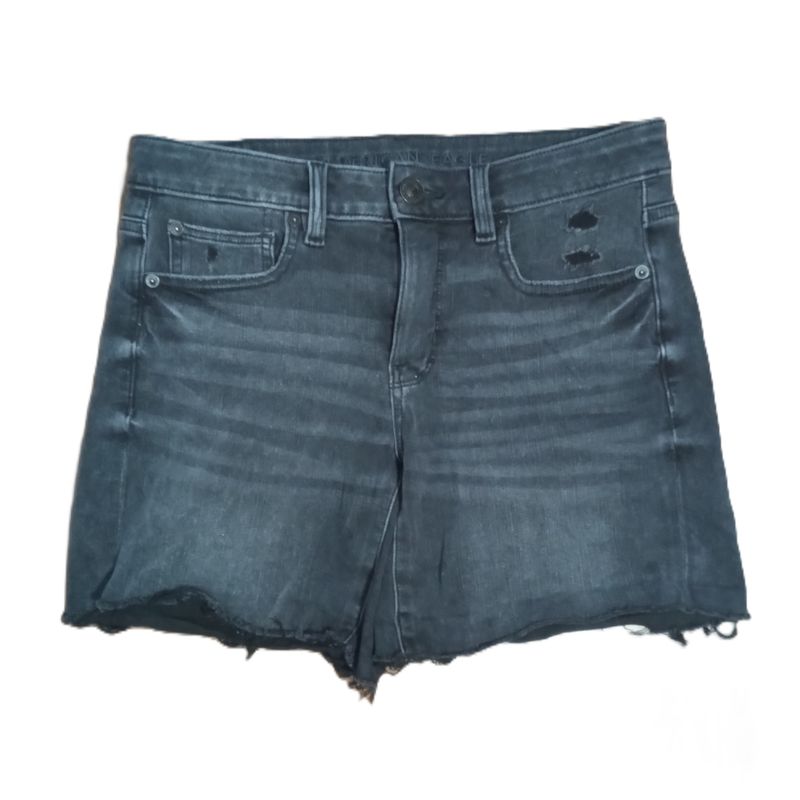American Eagle Sz 6 Women&#39;s Black Mid Rise Midi Stretch Jean Shorts