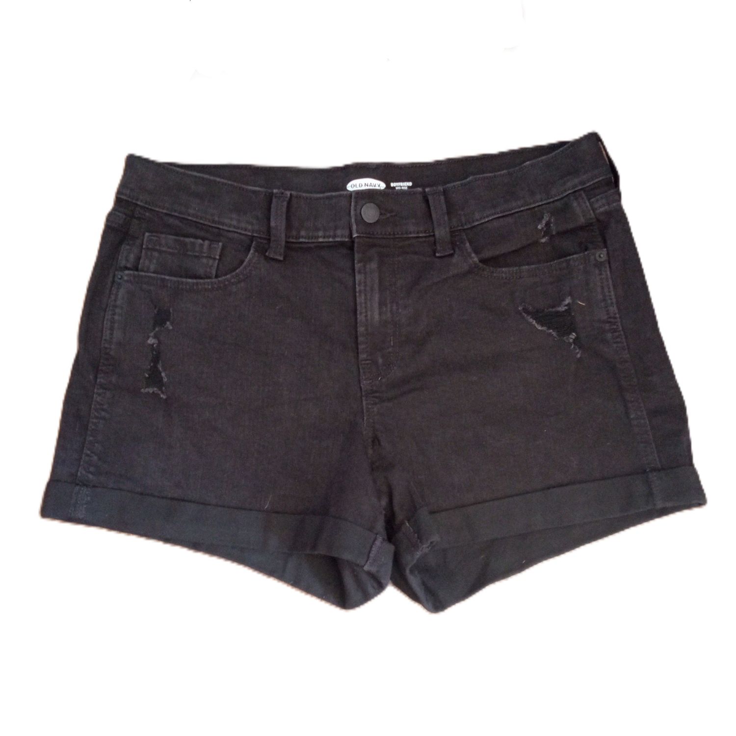 Old Navy Sz 10 Women&#39;s Boyfriend Mid Rise Midi Black Jean Shorts