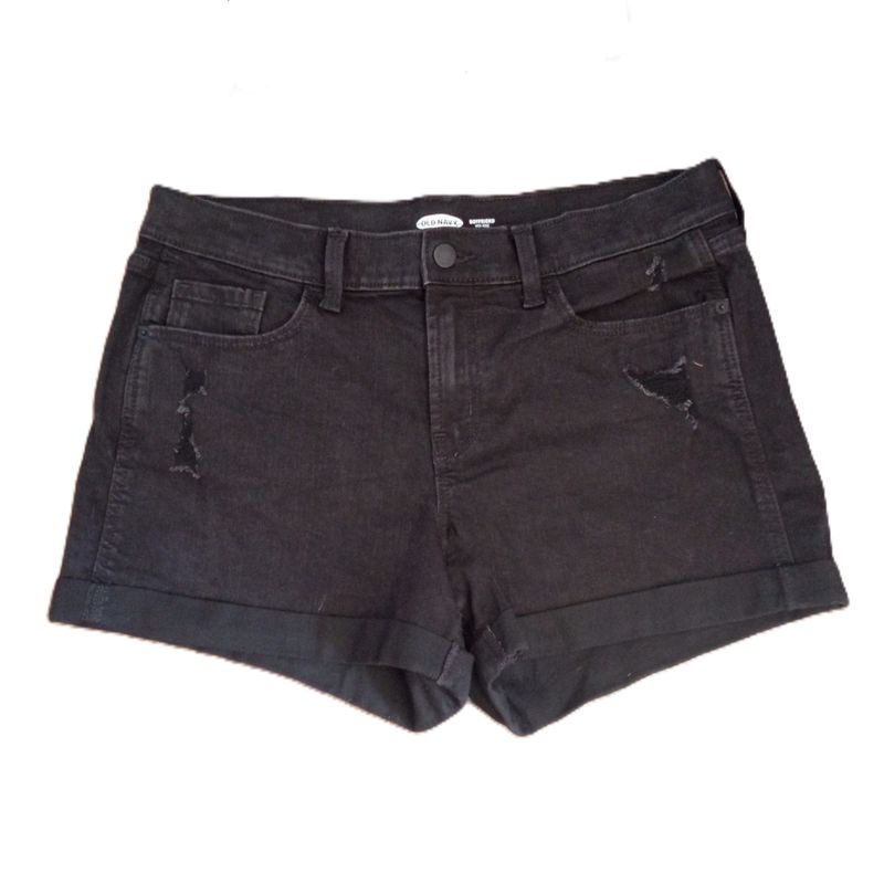 Old Navy Sz 10 Women&#39;s Boyfriend Mid Rise Midi Black Jean Shorts