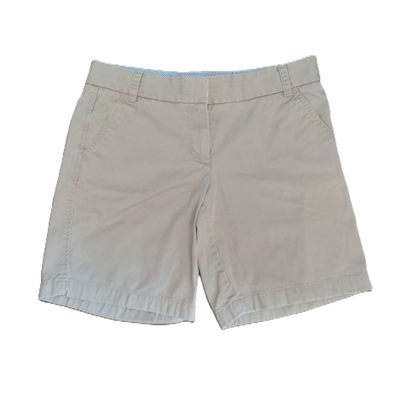 J. Crew Sz 8 Women&#39;s Cotton Khaki Chino Mid Rise Midi Shorts