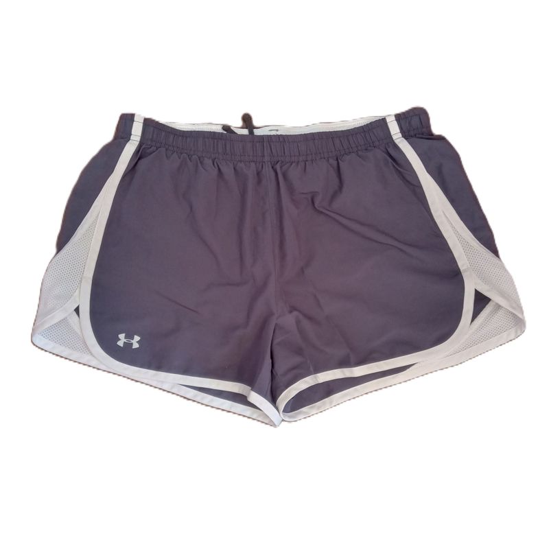 Under Armour Medium Women&#39;s Grey &amp; White Semi-Fitted Heatgear Gym Shorts