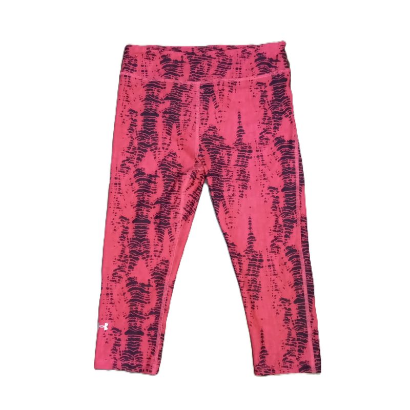 Under Armour Medium Women&#39;s Pink &amp; Black Heatgear Compression Capri Leggings