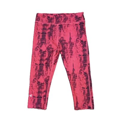 Under Armour Medium Women&#39;s Pink &amp; Black Heatgear Compression Capri Leggings