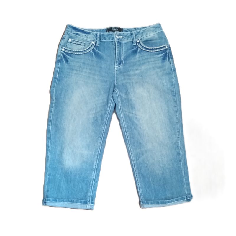 Cato Sz 10 Women&#39;s Mid Rise Stretch Solid Denim Cropped Capri Jeans