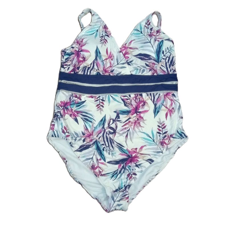 Ibiza XL Women&#39;s White Tropical Floral One Piece Swimsuit