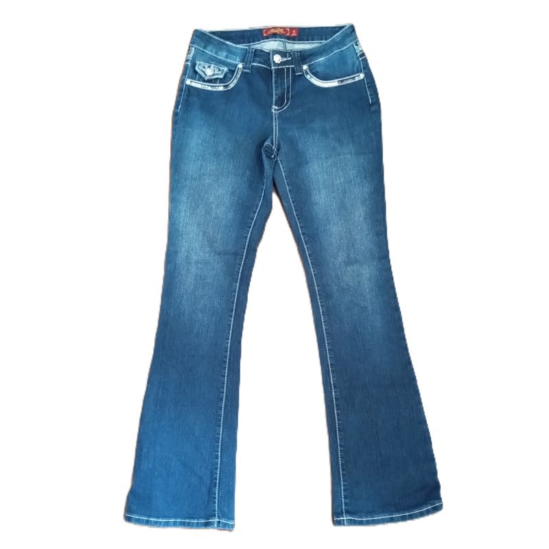 one5one Sz 6 Women&#39;s Rhinestone Boot Cut Mid Rise Stretch Jeans