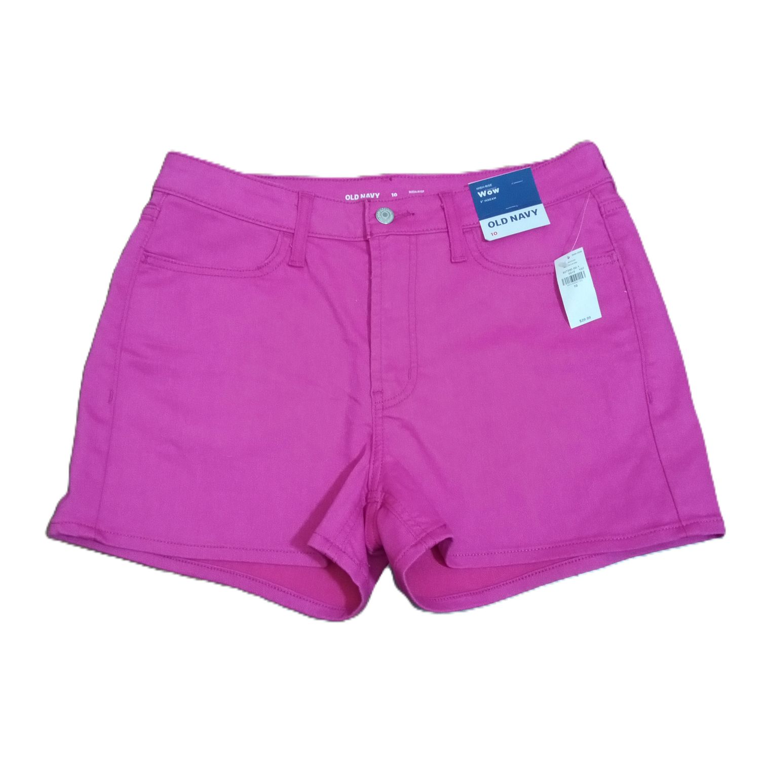 NEW! Old Navy Sz 10 Women&#39;s High Rise WOW Pink Denim Shortie Jean Shorts