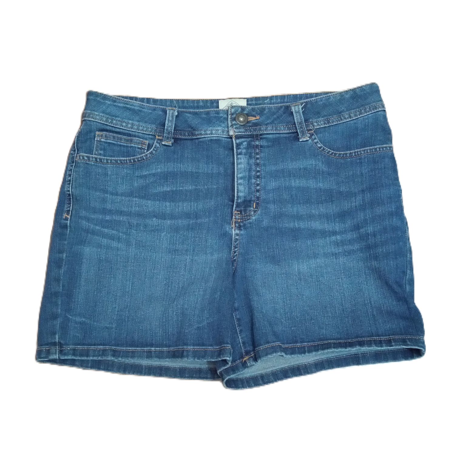 St. John&#39;s Bay Sz 12 Women&#39;s Mid Rise Solid Midi Classic Stretch Jean Shorts