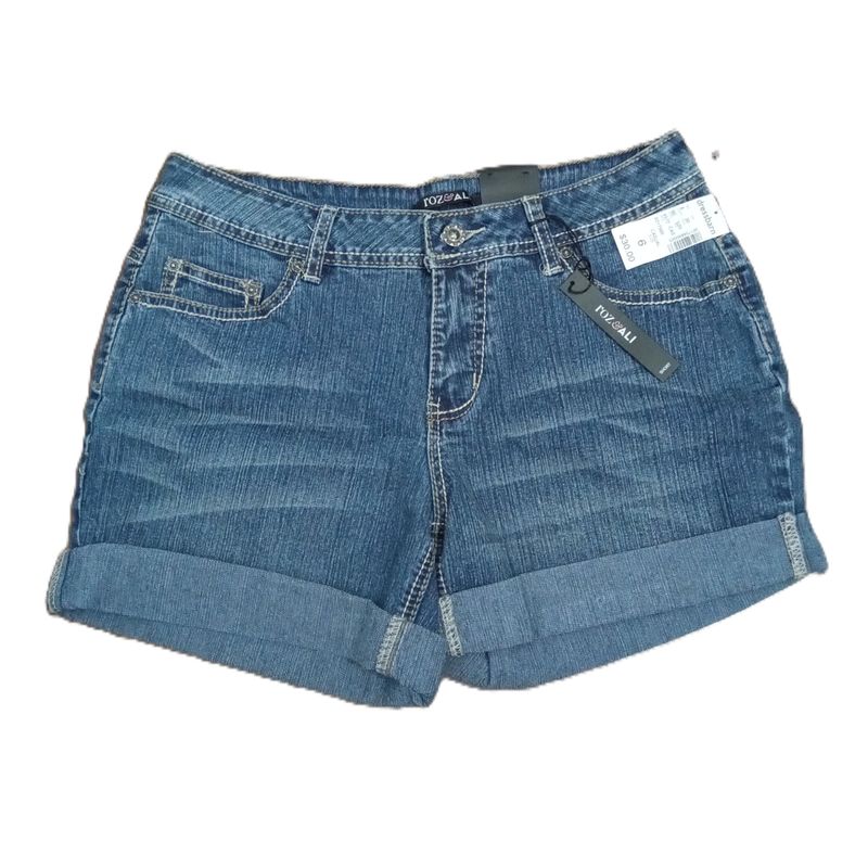 NEW! Roz &amp; Ali Sz 6 Women&#39;s Mid Rise Classic Cuffed Midi Stretch Jean Shorts