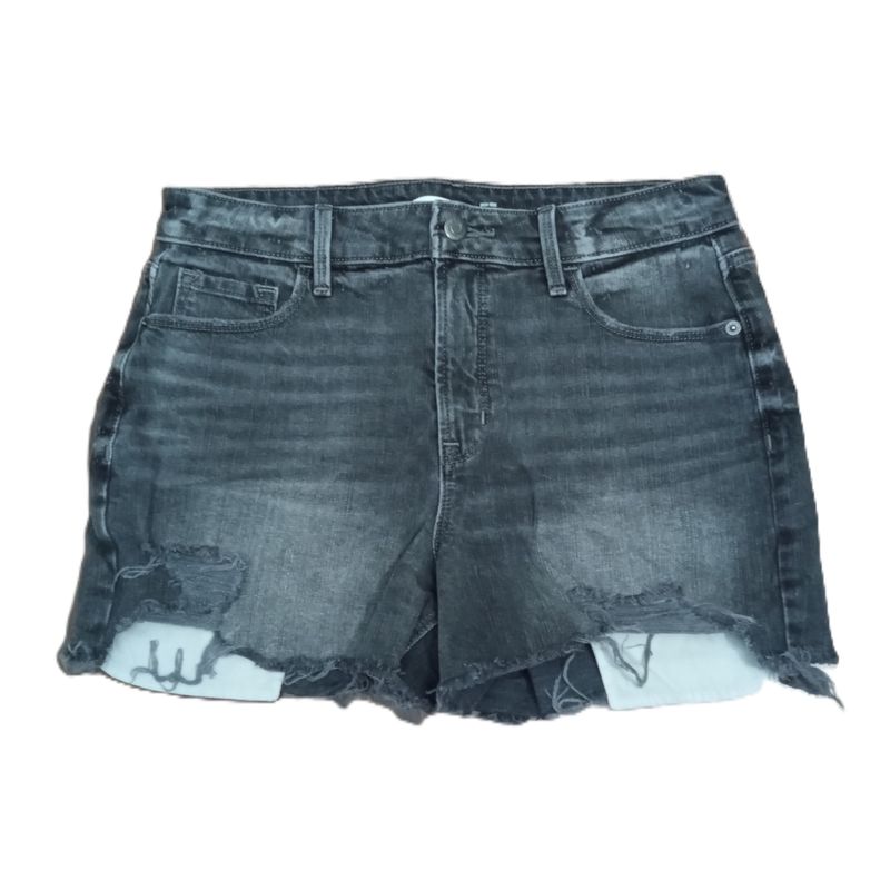 Old Navy Sz 6 Women&#39;s Grey Black Distressed Cutoff High Rise Shortie Jean Shorts