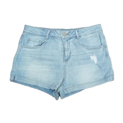 SO Sz 13 Women&#39;s Jrs Light Wash Distressed High Rise Shortie Stretch Jean Shorts
