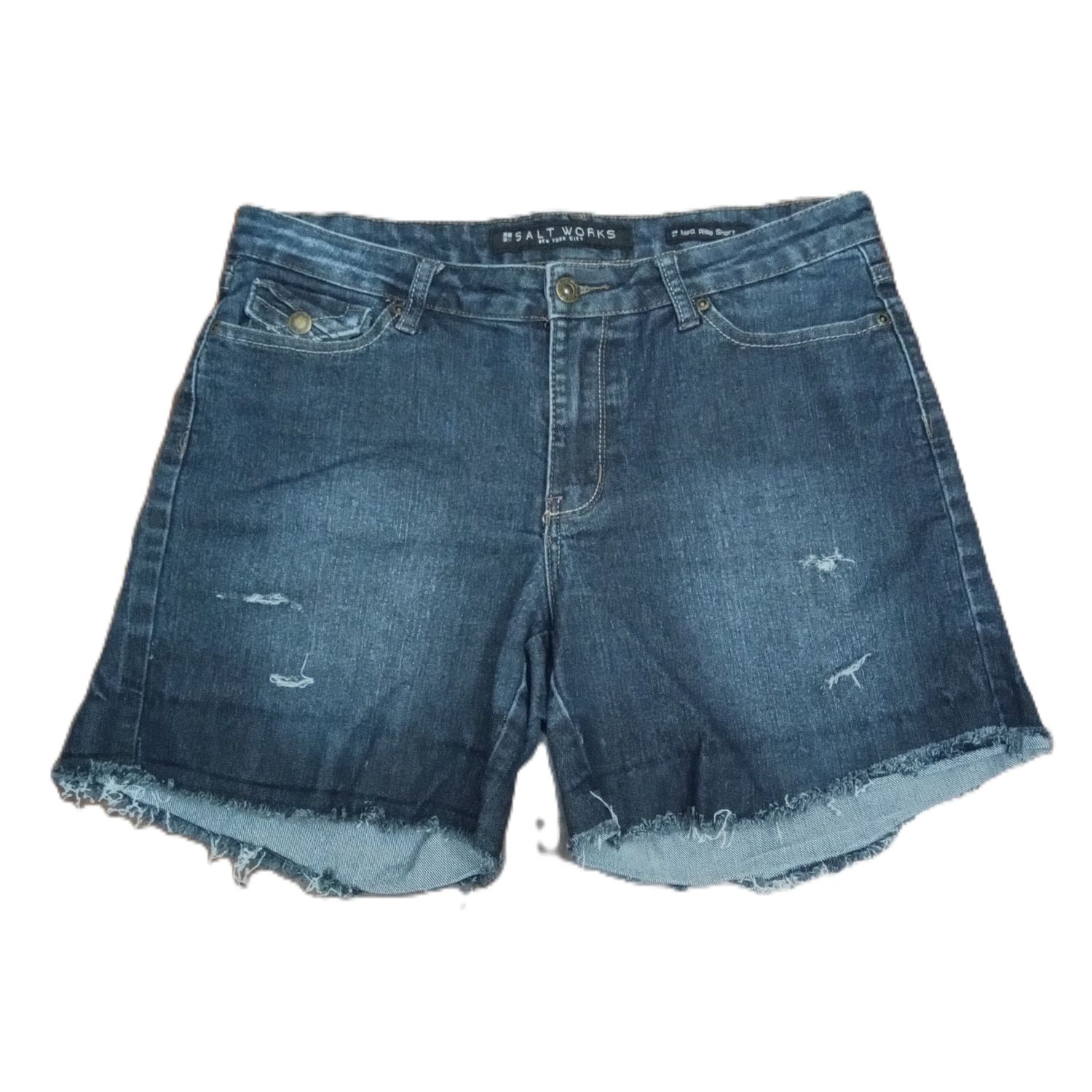 Salt Works Sz 10 Women&#39;s Lightly Distressed Mid Rise Midi Jean Shorts