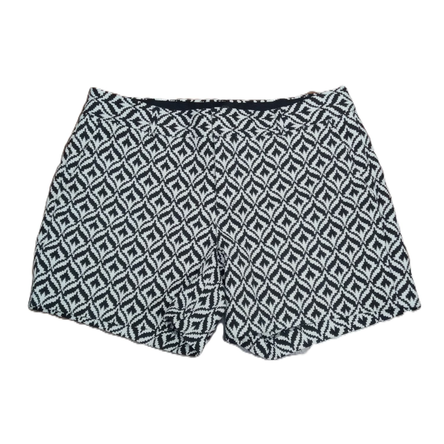 Banana Republic Sz 6 Women&#39;s Black &amp; White Print Mid Rise Midi Chino Shorts