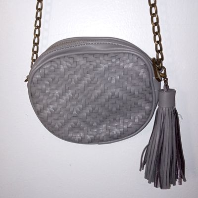 Anthropologie Grey Oval Woven Crossbody Small Purse Bag