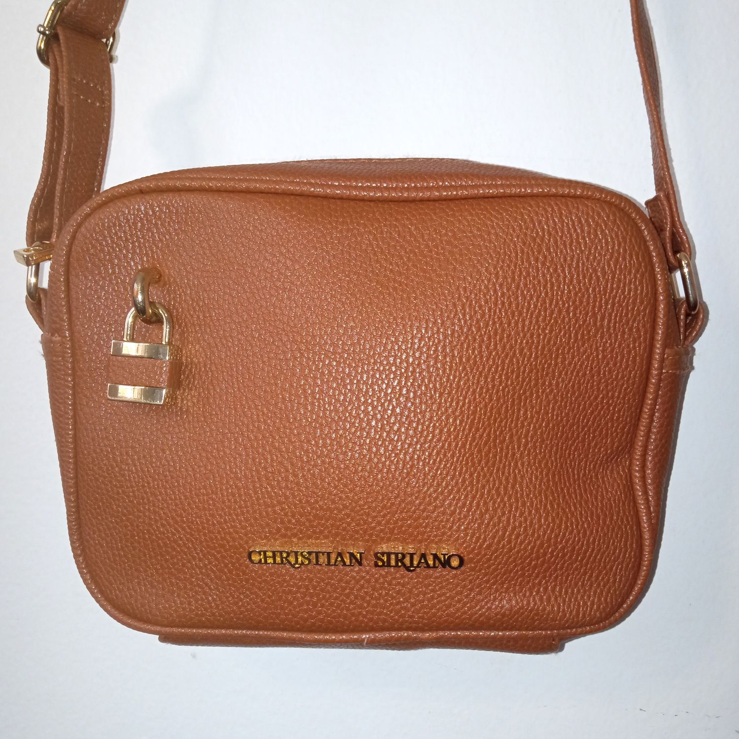 Christian Siriano Brown Faux Leather Textured Small Crossbody Shoulder Handbag Purse