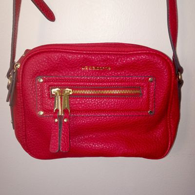 Liz Claiborne Red Pebble Texture Medium Faux Leather Crossbody  Handbag Purse
