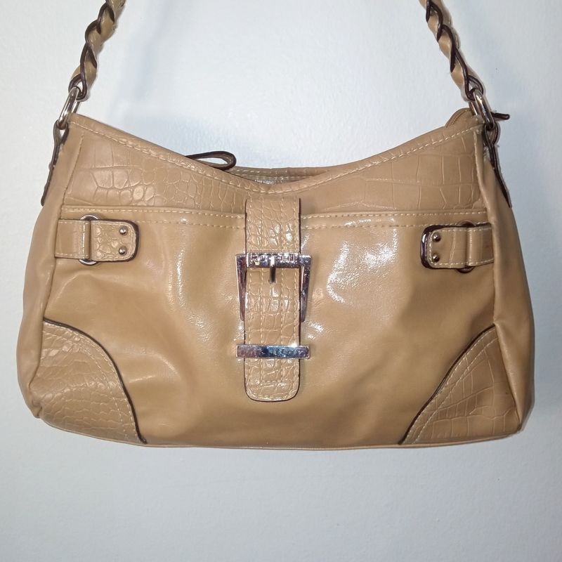 Rosetti Beige Faux Leather Medium Triple Pocket Handbag Purse