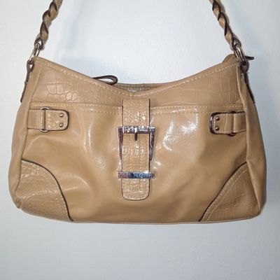 Rosetti Beige Faux Leather Medium Triple Pocket Handbag Purse