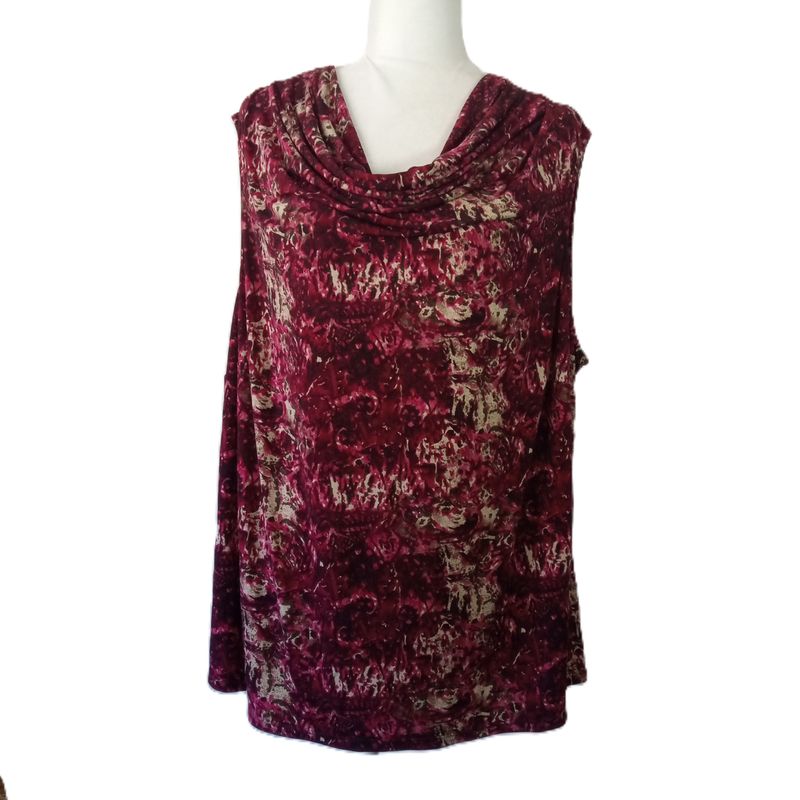 Jones Studio 20W 2X  Women&#39;s Pink Print Sleeveless Stretchy Plus Size Blouse