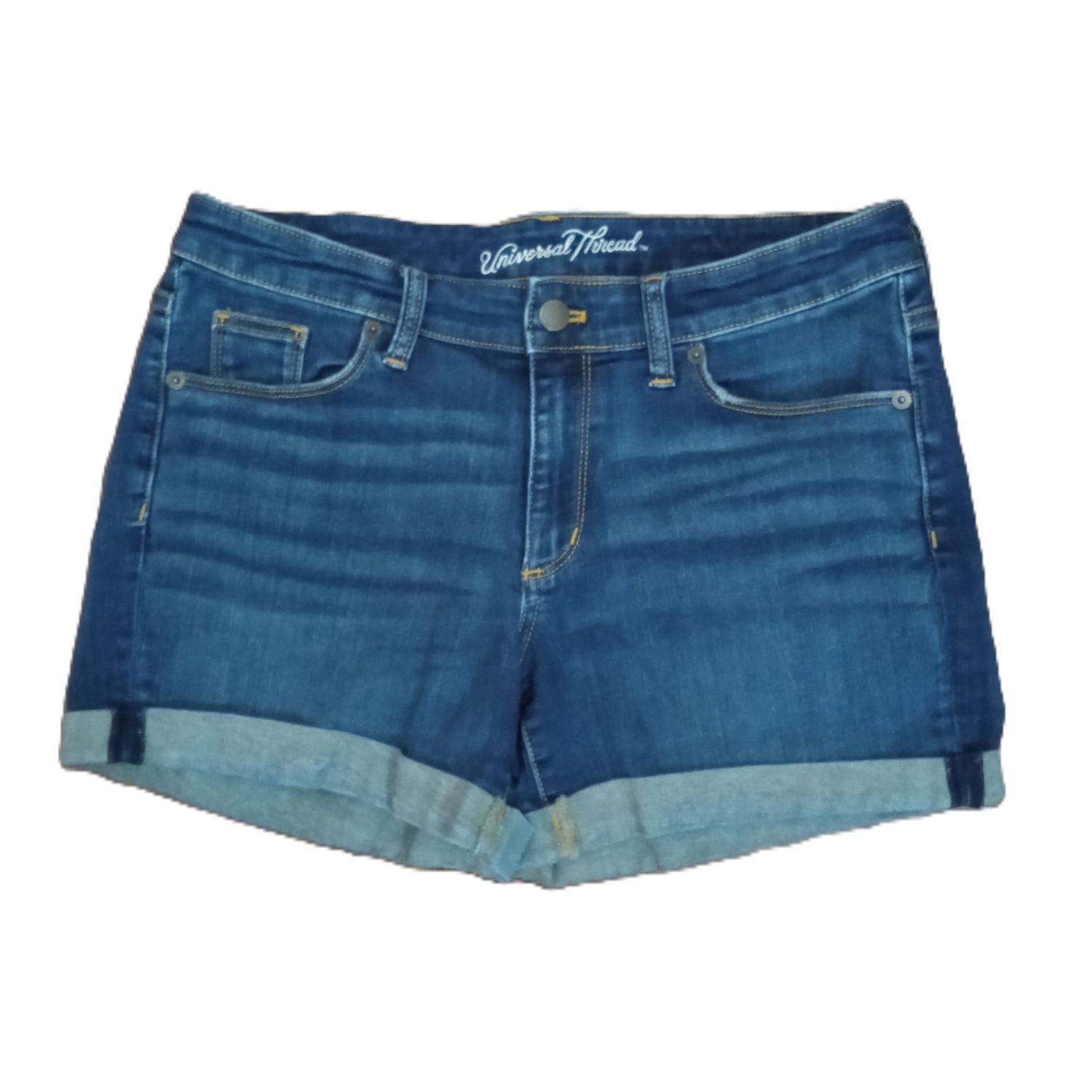 Universal Thread Sz 8 Solid Mid Rise StretchCuffed Midi Jean Shorts