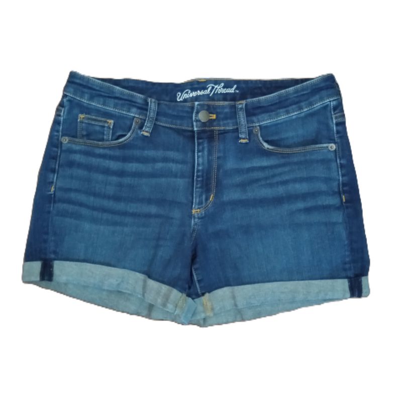 Universal Thread Sz 8 Solid Mid Rise StretchCuffed Midi Jean Shorts