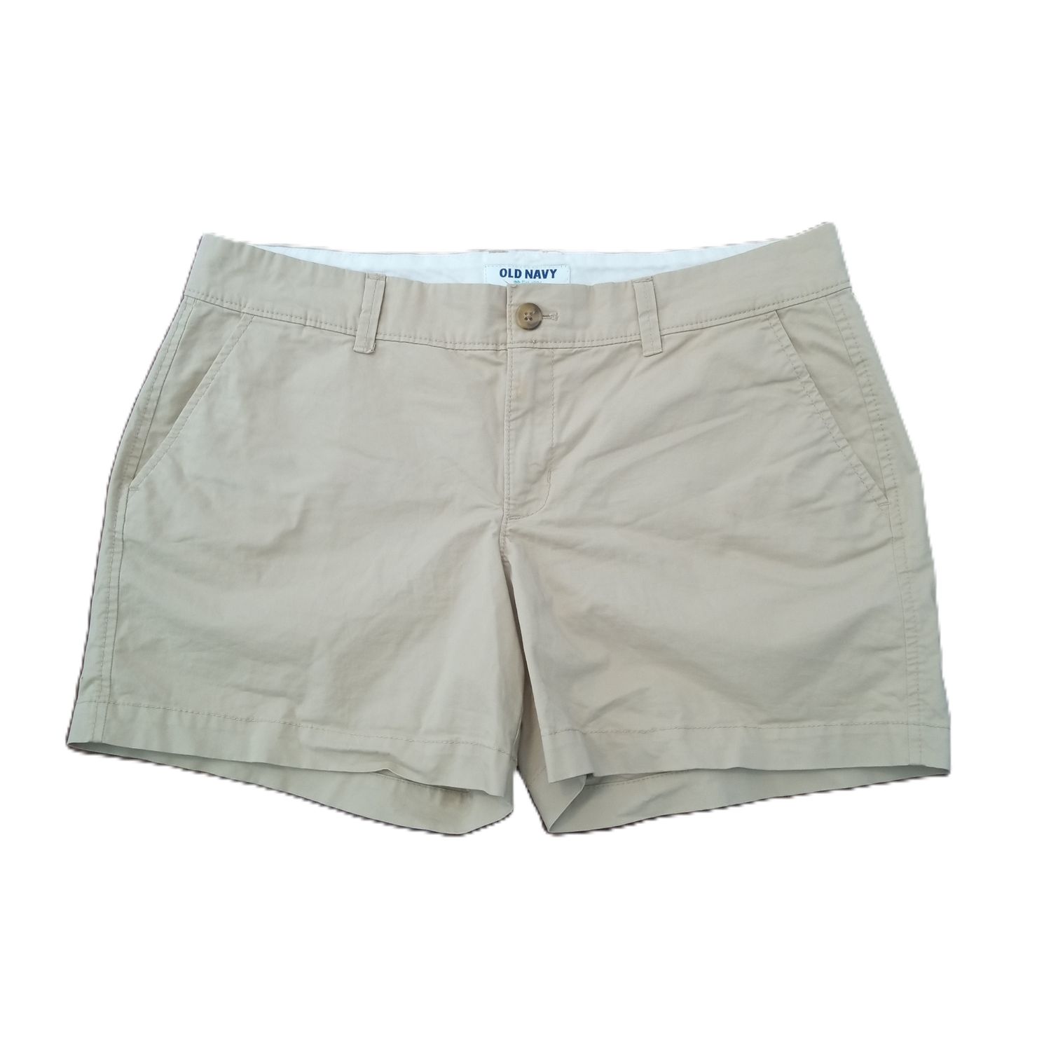 Old Navy Sz 8 Women&#39;s Tan Khaki Mid Rise Midi Chino Shorts